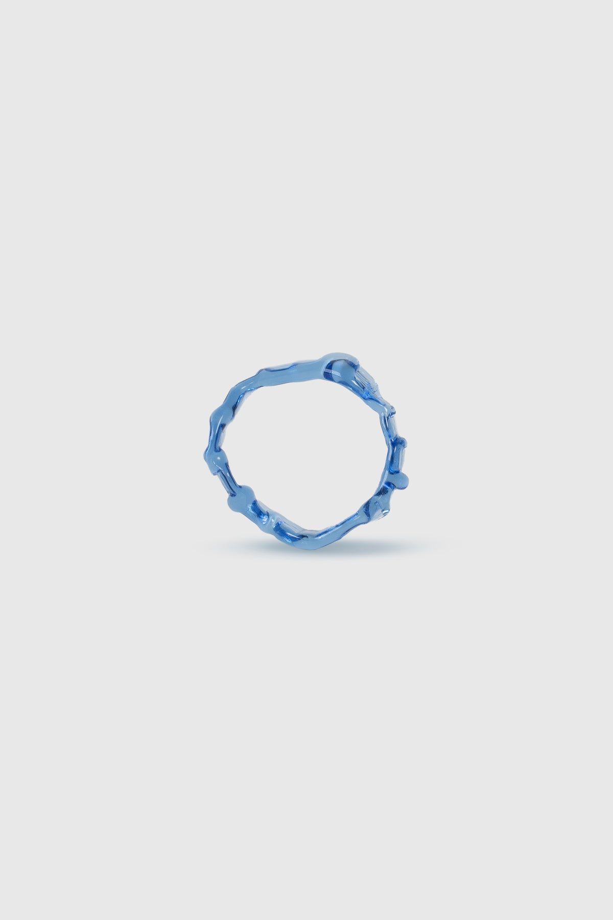 Textured Stacking Glass Ring 0124 in sky blue, three-quarter view