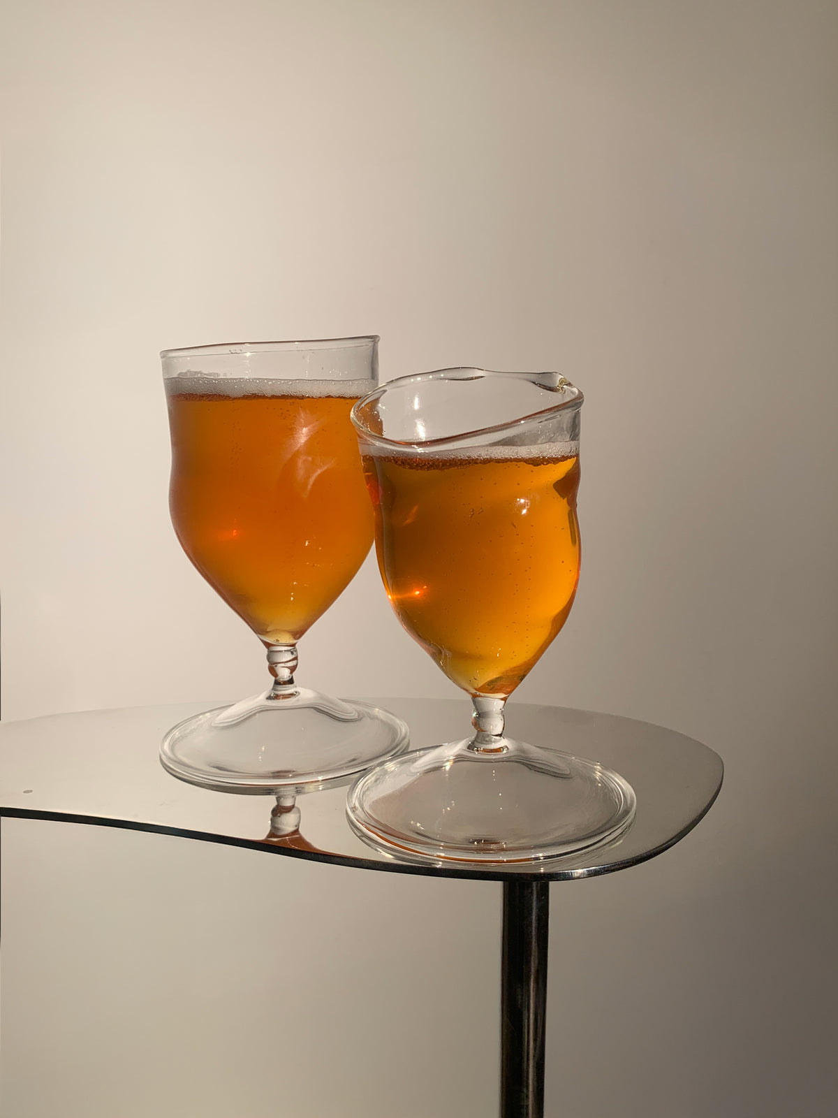 Caña y Cañita, pair of beer glasses in two sizes, hand-sculpted borosilicate glass, Rain and Rivers