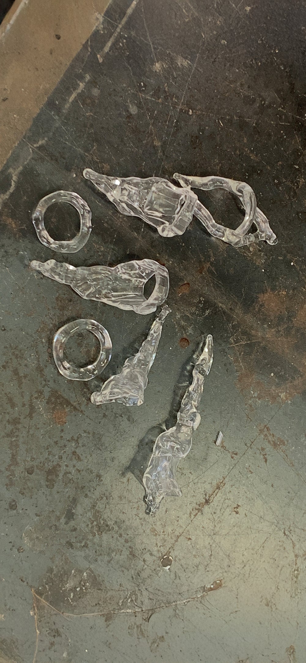 Claw Glass Ring 0139, pointed claw form in clear glass, detail, Rain and Rivers